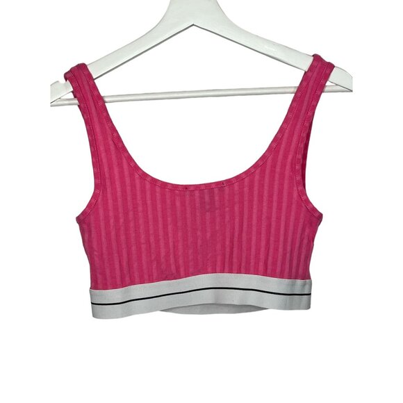 Forever 21 Pink Ribbed Crop Tank Top Women’s Medium Sleeveless Casual Tee - Picture 9 of 12